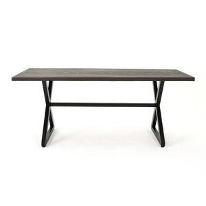 English Elm Rolando Outdoor Aluminum Dining Table with X-brace Steel Frame for Patio Gatherings 61625.00TBRN