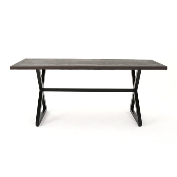 English Elm Rolando Outdoor Aluminum Dining Table with X-brace Steel Frame for Patio Gatherings 61625.00TBRN