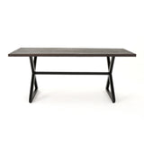 Christopher Knight Home® - Noble House - Rolando Outdoor Brown Aluminum Dining Table With Black Steel Frame