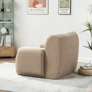 English Elm 42" Wide Chenille Stripe Accent Chair Deep Seat Foam Lounge for Bedroom or Apartment Taupe W3118P453257