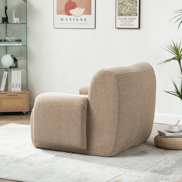 English Elm 42" Wide Chenille Stripe Accent Chair Deep Seat Foam Lounge for Bedroom or Apartment Taupe W3118P453257