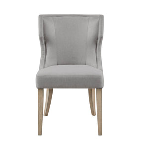 JLA Home Madison Park - Upholstered Wingback Dining Chair with Piped Trim, Distressed Grey Wood Legs, Durable Soft Fabric Comfort MP108-0987