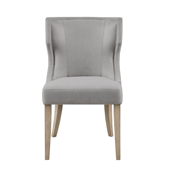 JLA Home Madison Park - Upholstered Wingback Dining Chair with Piped Trim, Distressed Grey Wood Legs, Durable Soft Fabric Comfort MP108-0987