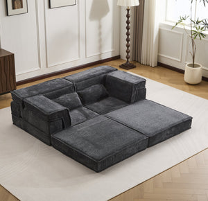 English Elm Compression Mahjong Sofa - Modern Convertible Floor Sofa Bed, Soft Fleece, No Assembly, Versatile Comfort W3723P377150