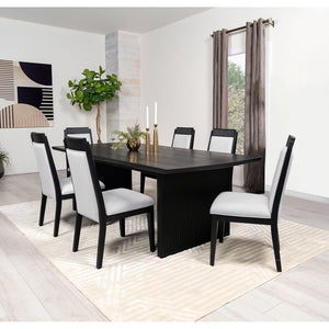 English Elm Mason Black 7-Piece Dining Set With Extension Leaf – Chic Table & Plush Chairs For Elegant Dining B062S01129