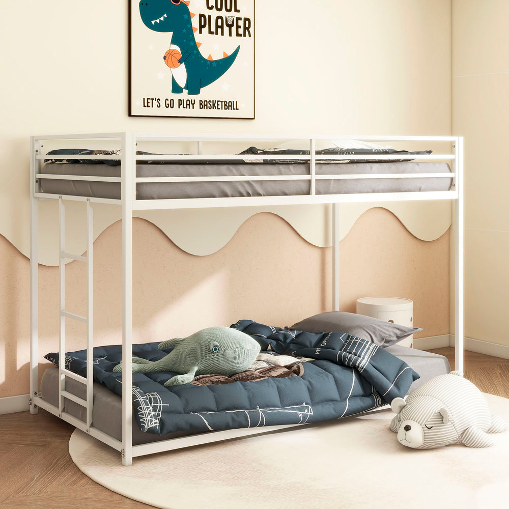 English Elm Same Full-Length Guardrail Metal Twin Bunk Bed Accessory White – Stable, Easy Assemble, Floor-Protecting End Caps B083P170878