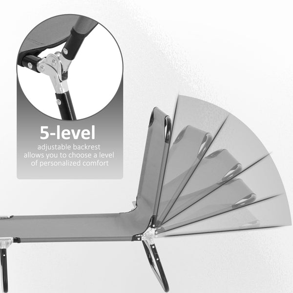 English Elm Outsunny 2 Piece Folding Chaise Lounge Set, 5-Level Reclining Pool Chairs For Outdoor Relaxation & Sunbathing W2225P200529-GIGA