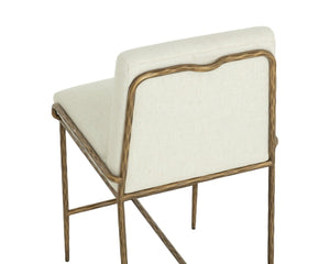Sunpan LATHAN Counter Stool - Stylish Geralt Linen Seat with Hand-Hammered Brass Frame for Modern Spaces 112314