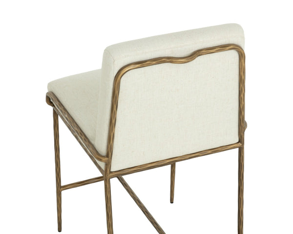 Sunpan LATHAN Counter Stool - Stylish Geralt Linen Seat with Hand-Hammered Brass Frame for Modern Spaces 112314