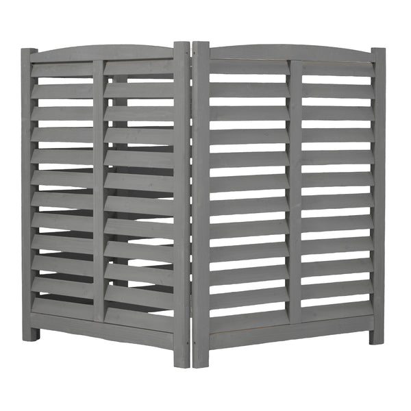 English Elm 3-panel Slatted Wood Outdoor Privacy Screen for Ac Units Trash Enclosures Gardens Grey W2640P272033