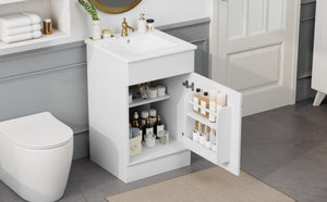 English Elm Christopher Knight Home® - 20" Bathroom Vanity with Ceramic Sink and Soft-Close Door, Gold Knob, Adjustable Shelf Storage White N759P237946K