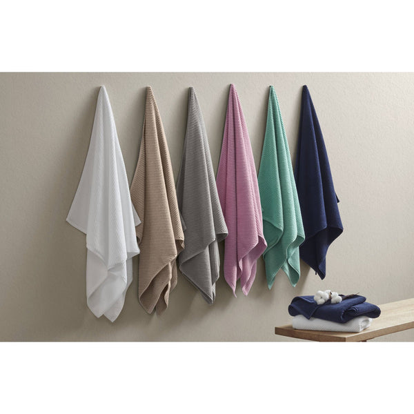 JLA Home Madison Park - 100% Cotton Zero-Twist 6-Piece Diagonal Ribbed Towel Set — 504 GSM Plush, Quick-Dry, Highly Absorbent Everyday Essentials MP73-8857