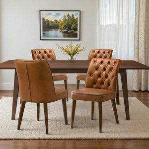 English Elm Peoria Button-tufted Vegan Leather Counter Stool with Walnut Legs for Kitchen Island B183P423278