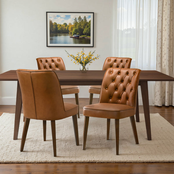 English Elm Peoria Button-tufted Vegan Leather Counter Stool with Walnut Legs for Kitchen Island B183P423278