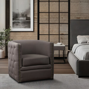 JLA Home Madison Park - 360-degree Swivel Barrel chair with Tufted Outer Back, Nailhead Trim, High-Density Foam Comfort — Fully Assembled MP103-1077