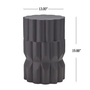 English Elm 13 Inch Handmade Mgo Geometric Side Table Sculptural Matte Accent for Indoor Outdoor Black N772P390780B