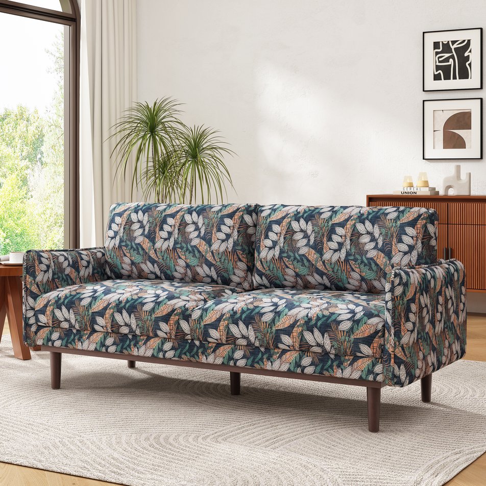 English Elm Modern Chenille Loveseat with Pocket Spring Cushions and Rubberwood Legs for Living Room Green N763P347228F
