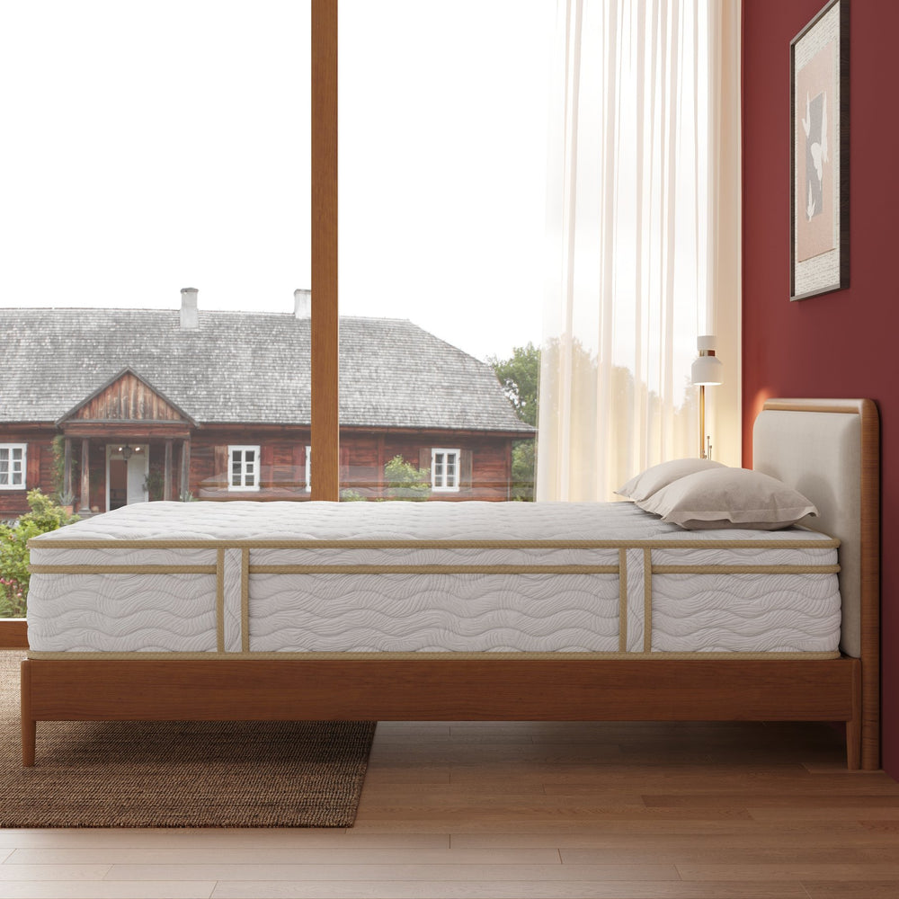 English Elm Queen Hybrid Mattress Euro Top Gel Foam Pocketed Coils Medium Firm 12 Inch Profile B372P396154