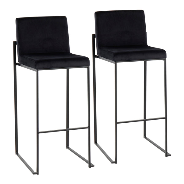English Elm Fuji High Back Barstool Set Of 2 In Black Velvet & Steel - Modern Luxury For Your Home Bar B202P222186