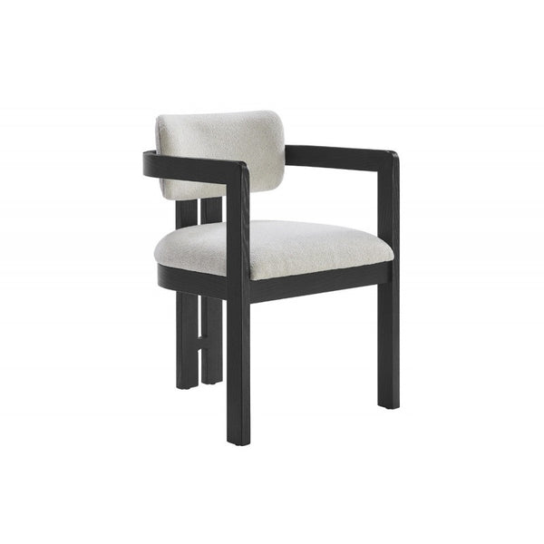 English Elm Modern Rustic Upholstered Dining Arm Chair with Sculptural Fluted Base, Curved Arms & Plush Comfort Black 24.5 L x 25.5 W x 40.5 H B011P366702