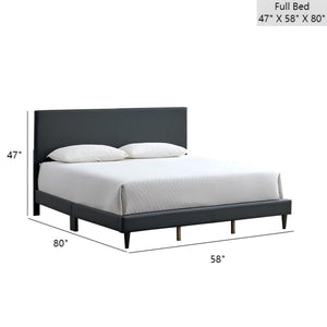 English Elm Baron Full Bed Frame with Faux Leather Upholstery, Slat Support, Adjustable Headboard Height, Fits 7–13" Black 26.37 L x 60.39 W x 7.28 H B078P380164