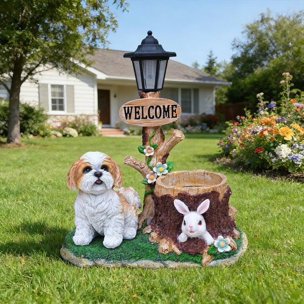 English Elm Sitting Corgi Resin Planter Sculpture Whimsical Porch Garden Decor with Succulent Cavity W5398P464240