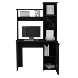 English Elm Carson Black Computer Desk with Hutch, Spacious 25.8" x 17.7" Work Surface, Cabinet & Shelves B070P188877
