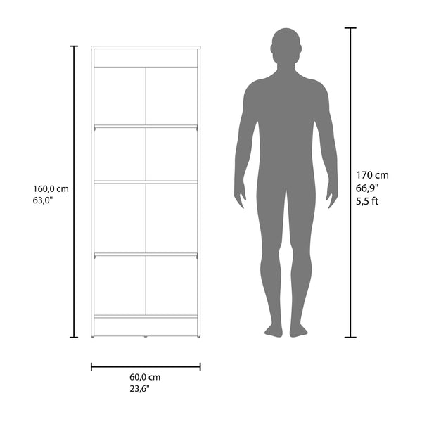 English Elm White Tall Narrow Kitchen Pantry Cabinet with Open Shelves and Concealed Storage Door B062P483732