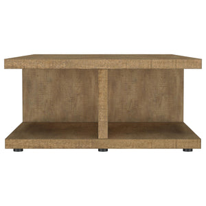 English Elm Metron Mango Rectangular Coffee Table with Open Shelves, Rustic Mango Finish, Modern Modular Design B062P375419