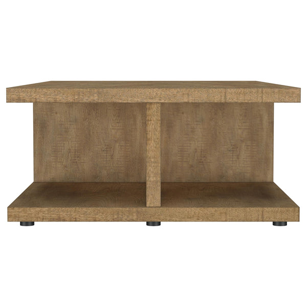 English Elm Metron Mango Rectangular Coffee Table with Open Shelves, Rustic Mango Finish, Modern Modular Design B062P375419