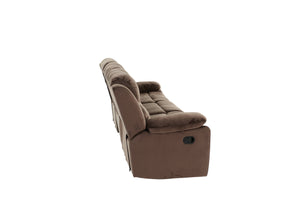 English Elm Modern Reclining Sofa and Loveseat Set Chocolate Suede Tufted Living Room Duo B011S02398