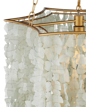 Currey & Company Verre De Mer Small Chandelier - Ocean-inspired Glass Lighting Fixture With Adjustable Height & Glow Gold Glass ,Wrought Iron 9000-1319-currey-company