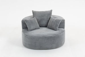 English Elm Full Foam Corduroy Single Seat Lounge Sofa with Lumbar Pillows for Small Spaces Grey W3326P350900