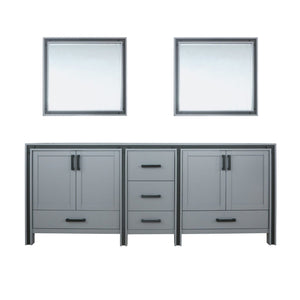 English Elm Dark Grey Double Bath Vanity 84" W With 2 Mirrors - Sturdy Wood, Ample Storage, Fully Assembled Design B2731S00590