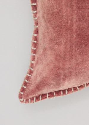 English Elm Stonewashed Cotton Velvet Throw Pillow - Hand-Stitched Edges, Warm Terracotta Accent For Any Space B346P321250-GIGA