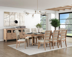 English Elm Light Oak Acacia Veneer Extendable Dining Table Seats 8 with Self Storing Leaf B011P284418