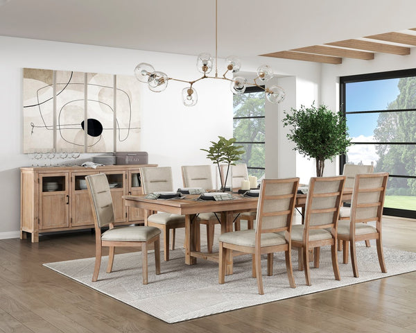 English Elm Light Oak Acacia Veneer Extendable Dining Table Seats 8 with Self Storing Leaf B011P284418