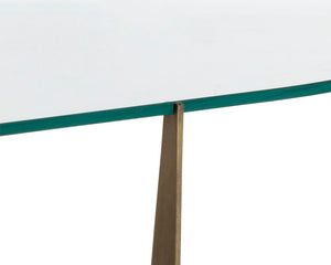 Sunpan Juliane Coffee Table - Contemporary Sculpted Base with 10mm Tempered Glass & Antique Brass Finish