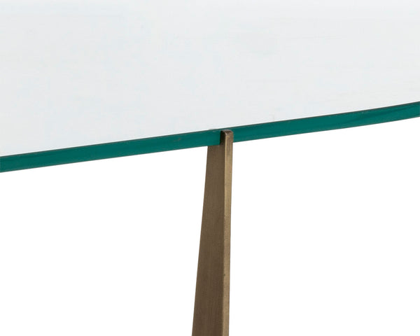 Sunpan Juliane Coffee Table - Contemporary Sculpted Base with 10mm Tempered Glass & Antique Brass Finish