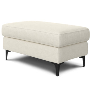 English Elm Ava Mid Century Ottoman — Cream Performance Fabric, Eco-Friendly Recycled Upholstery, Feather-Top Comfort B136P203426