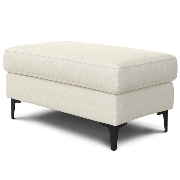 English Elm Ava Mid Century Ottoman — Cream Performance Fabric, Eco-Friendly Recycled Upholstery, Feather-Top Comfort B136P203426