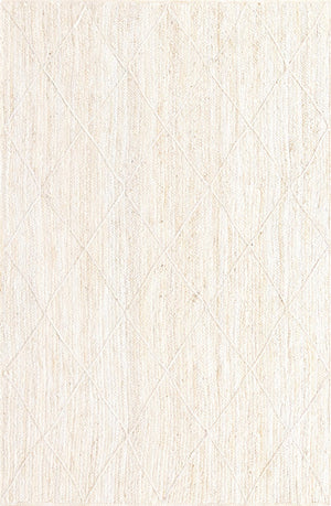 Unique Loom Braided Jute Trellis Hand Braided Solid Rug Ivory,  5' 1" x 8' 0"