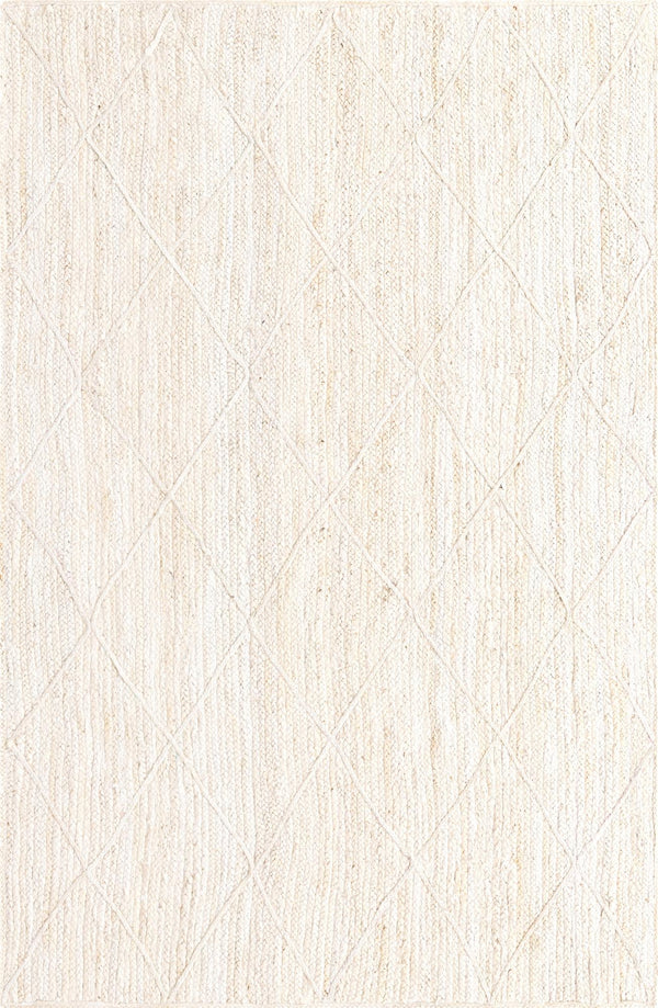 Unique Loom Braided Jute Trellis Hand Braided Solid Rug Ivory,  5' 1" x 8' 0"