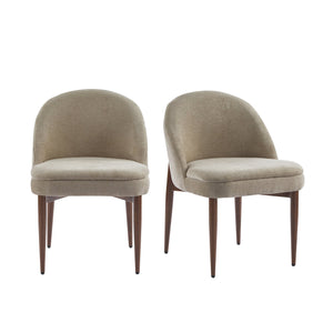 English Elm Christopher Knight Home® - Fabric Chenille Upholstered Iron Dining Chair with Ergonomic Curved Back, Plush Cushioning, Durable Frame Light Camel,Walnut 27.25 L x 24 W x 22.5 H N776P272026M