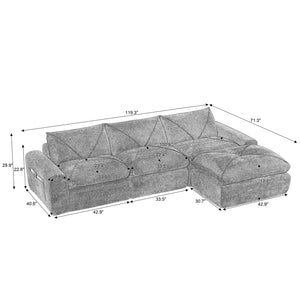 English Elm Modern Chenille Modular Sectional Sofa with Foot Pedals for Living Room Comfort Green W3396S00069