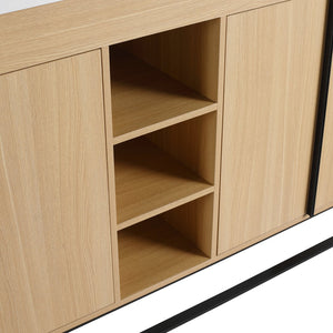 English Elm 60" Modern Freestanding Bathroom Vanity with 4 Soft-Close Doors, 3 Open Shelves, Towel Hanger, 8 Boxes W999P376886