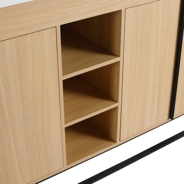 English Elm 60" Modern Freestanding Bathroom Vanity with 4 Soft-Close Doors, 3 Open Shelves, Towel Hanger, 8 Boxes W999P376886