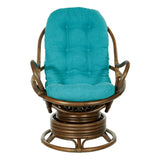 OSP Home Furnishings Kauai Rattan Swivel Rocker Chair Blue