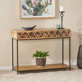 Christopher Knight Home® - Noble House - Pentland Boho Handcrafted Mango Wood Console Table, Brown and Black