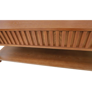 English Elm Mirrored Console Table Silver Glam Entryway Piece with Geometric U Base and Etched Detail Antique Brown W1445P370477